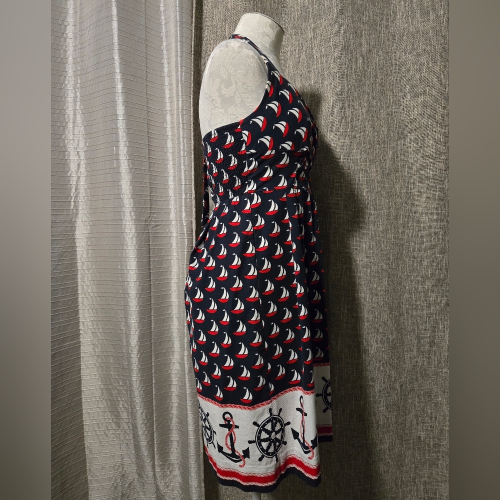 Anthropologie 9-H15 Stcl Nautical Print Halter Dress Size 2 - Picture 5 of 9